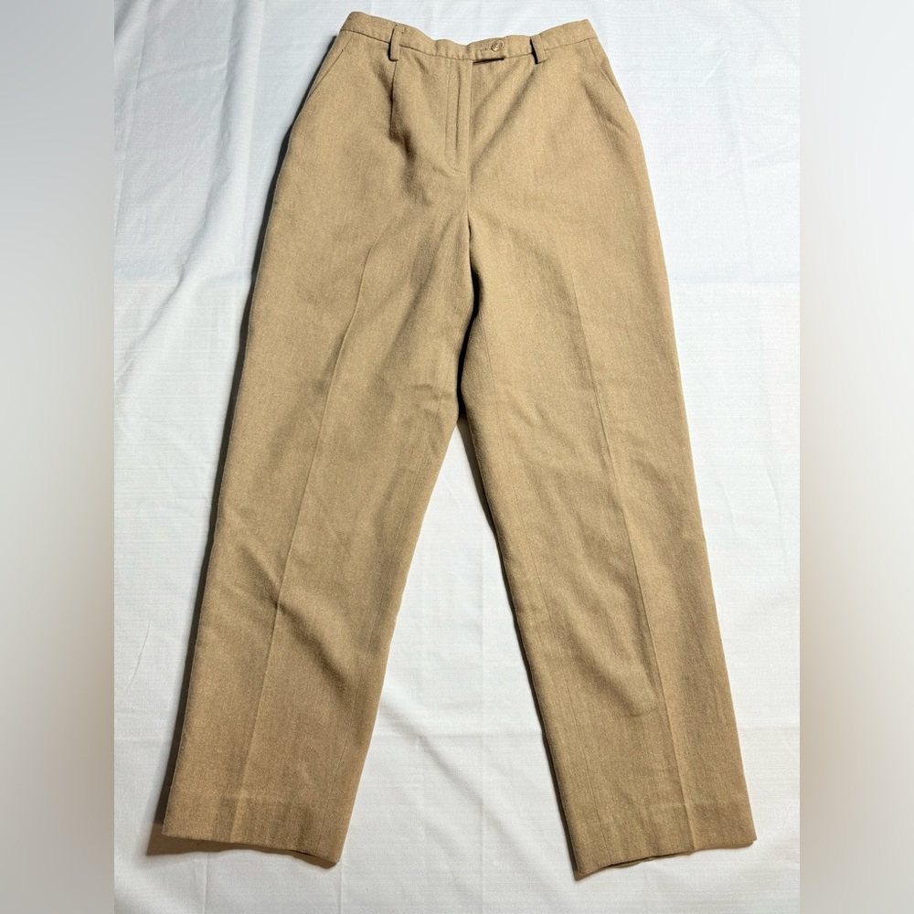 Pendleton Vintage Pants Women's Size 8 Petite Khaki Tan Virgin Wool